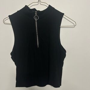 Streetwear Society Black Crop Top with Zipper
